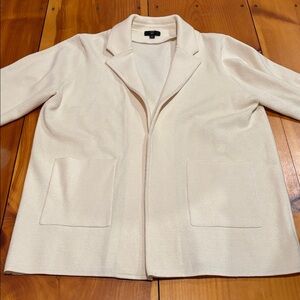 J CREW XXL 365 Ivory Merino Wool Notch Collar Sophie Open Front Blazer Jacket